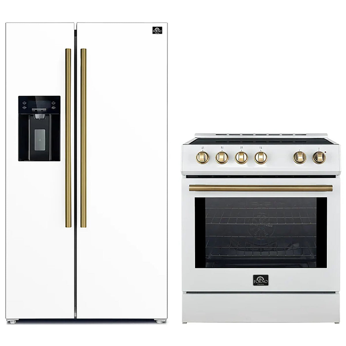 Forno 2-Piece White Kitchen Bundle - 30" Induction Range and 36" Bottom Freezer Refrigerator - FBDL-014-09CAUS