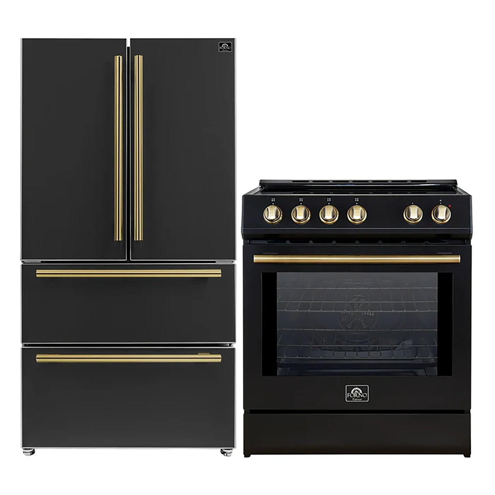 Forno 2-Piece Black Kitchen Bundle - 30" Induction Range and 36" Bottom Freezer Refrigerator - FBDL-014-13CAUS