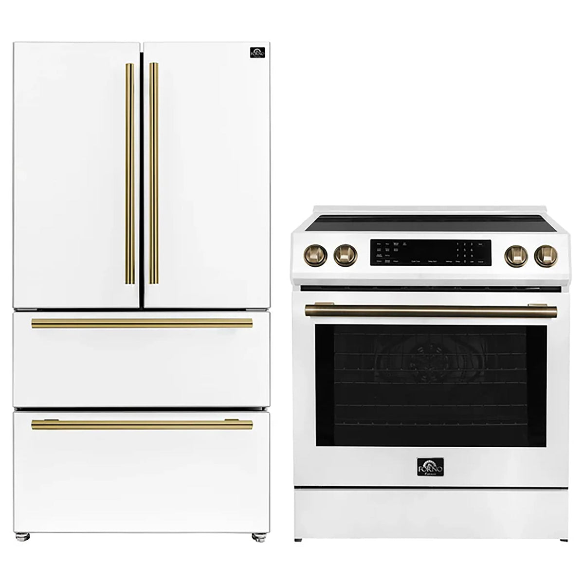 Forno 2-Piece White Kitchen Bundle - 30" Induction Range and 36" Bottom Freezer Refrigerator - FBDL-015-08CAUS