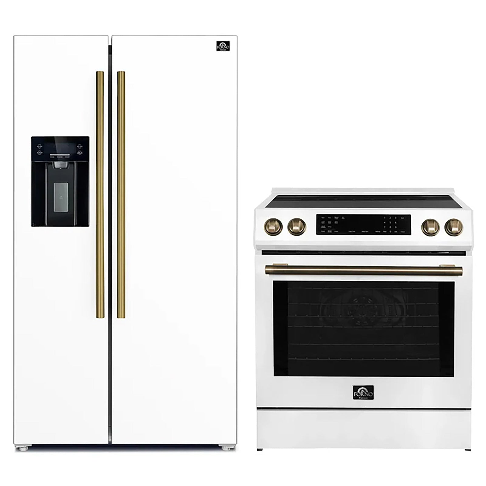 Forno 2-Piece White Kitchen Bundle - 30" Induction Range and 36" Bottom Freezer Refrigerator - FBDL-015-09CAUS