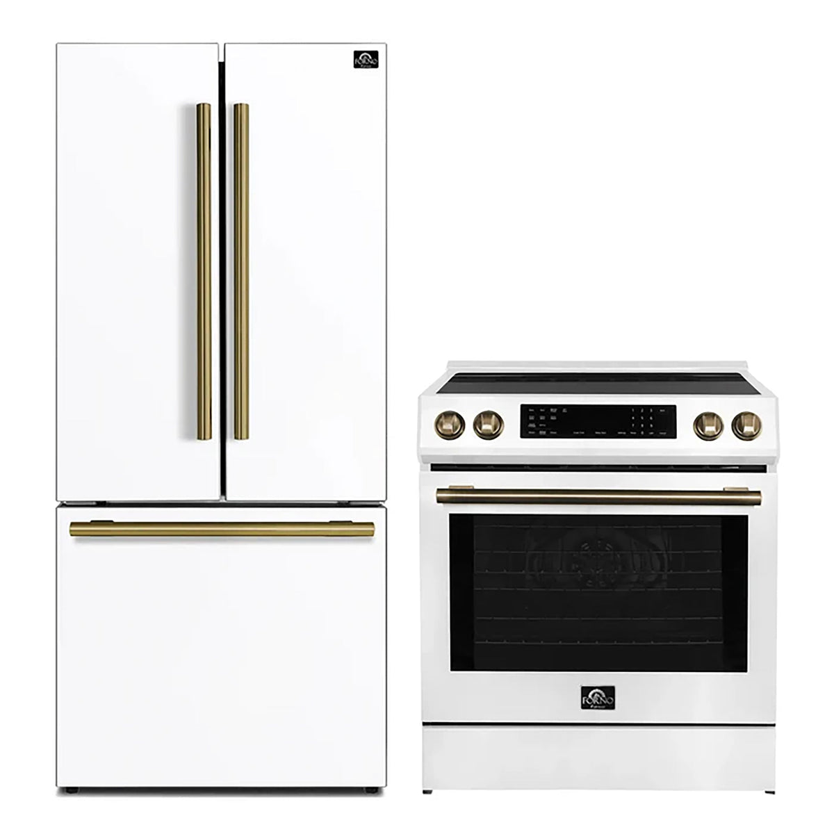 Forno 2-Piece White Kitchen Bundle - 30" Induction Range and 31" Bottom Freezer Refrigerator - FBDL-015-10CAUS