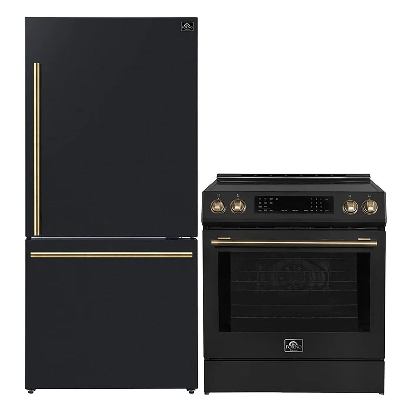 Forno 2-Piece Black Kitchen Bundle - 30" Induction Range and 31" Bottom Freezer Refrigerator - FBDL-015-11CAUS