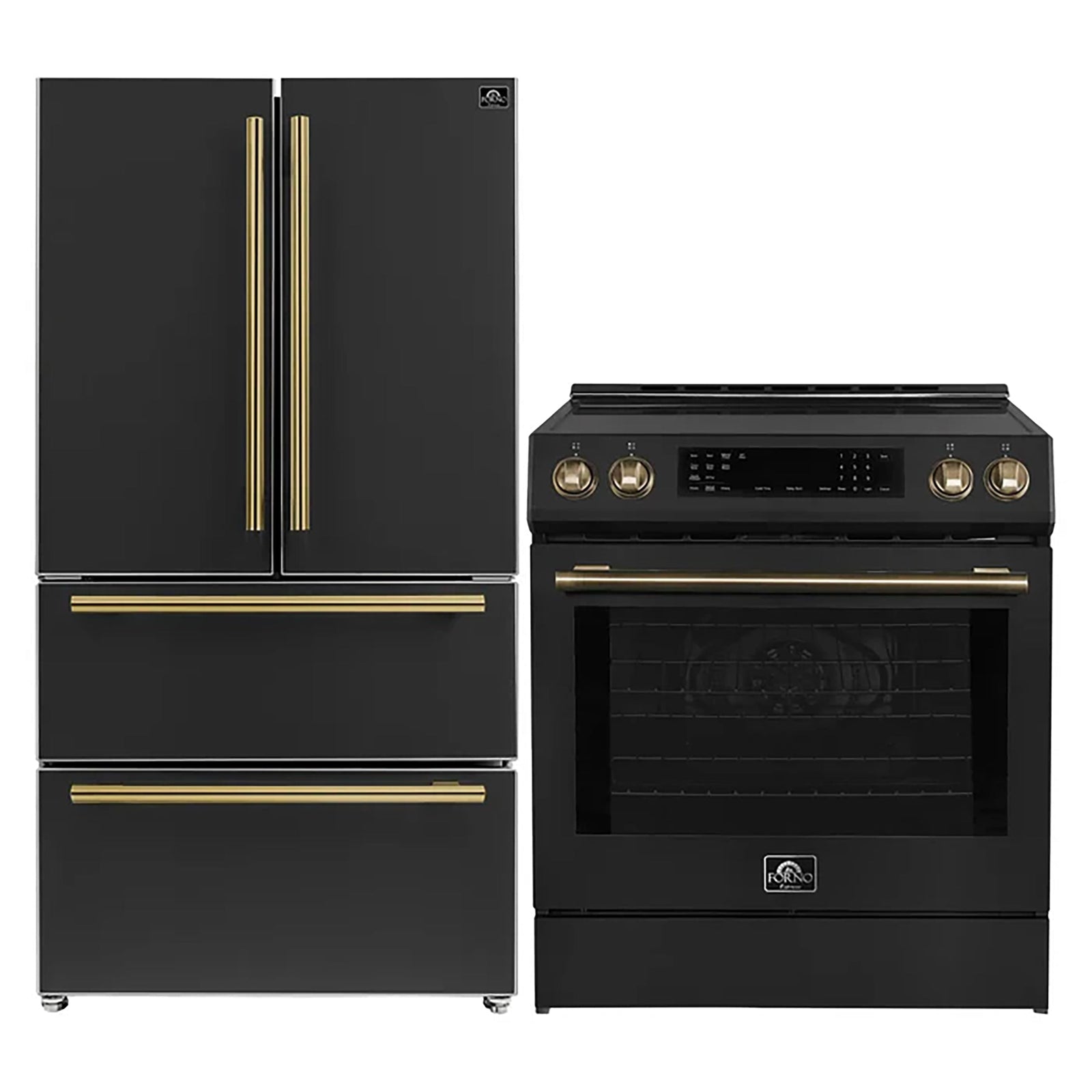 Forno 2-Piece Black Kitchen Bundle - 30" Induction Range and 36" Bottom Freezer Refrigerator - FBDL-015-13CAUS