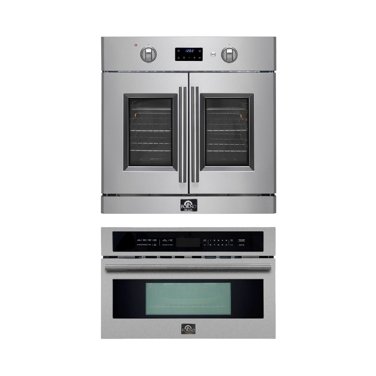 Forno 2-Piece Kitchen Bundle - 30" Stainless Steel Single Wall (1333-30) Oven, 30" Stainless Steel Microwave (3093-30) - FBDL-025-01CAUS