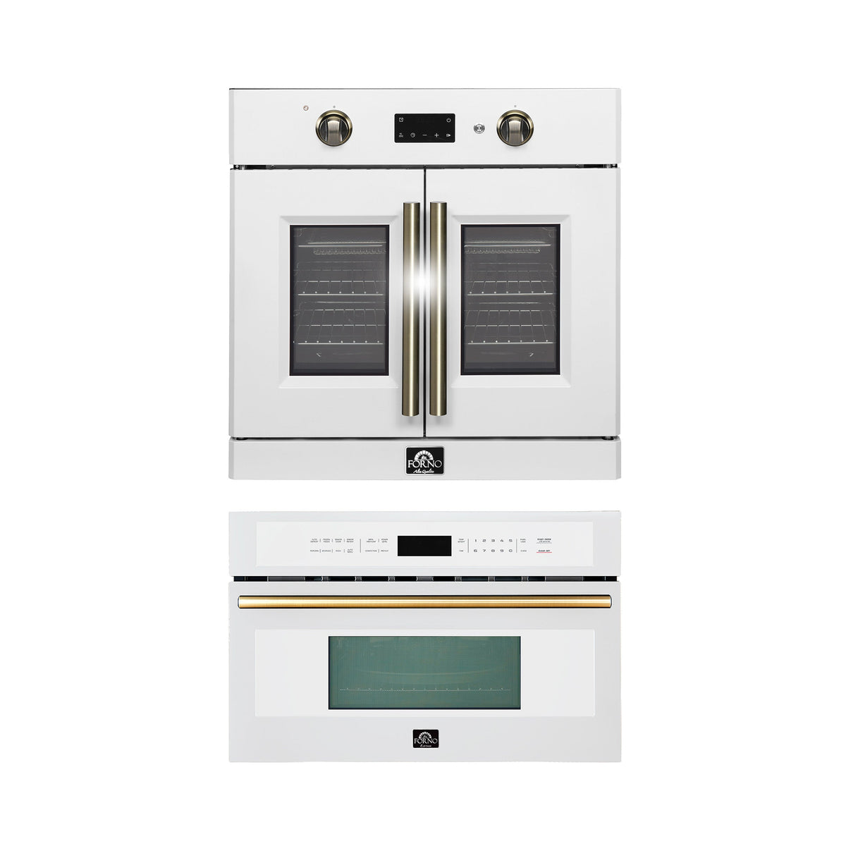 Forno 2-Piece Kitchen Bundle - 30" White Single Wall Oven (1333-30), 30" White Microwave (3093-30) - FBDL-025-02CAUS