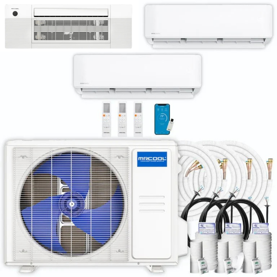 MRCOOL DIY 5th Gen Multi-Zone 3-Zone 36,000 BTU 23 SEER2 (9K Wall Mount + 12K Wall Mount + 18K Ceiling Cassette) Ductless Mini-Split Air Conditioner and Heat Pump