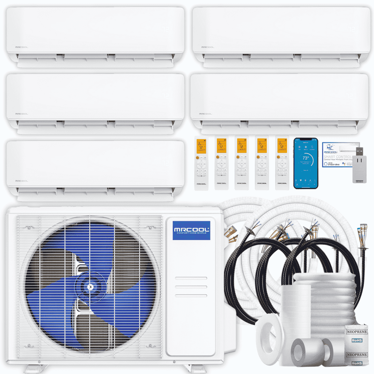 MRCOOL DIY 5th Gen Multi-Zone 5-Zone 36,000 BTU 23 SEER2 (6K + 6K + 6K + 9K + 9K) Ductless Mini-Split Air Conditioner and Heat Pump
