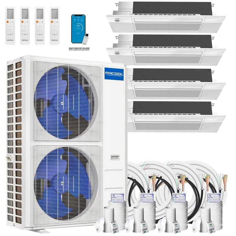 MRCOOL DIY 4th Gen 4-Zone 48,000 BTU 21 SEER (12K + 12K + 12K + 18K) Ductless Mini Split AC and Heat Pump with Ceiling Cassettes 230V