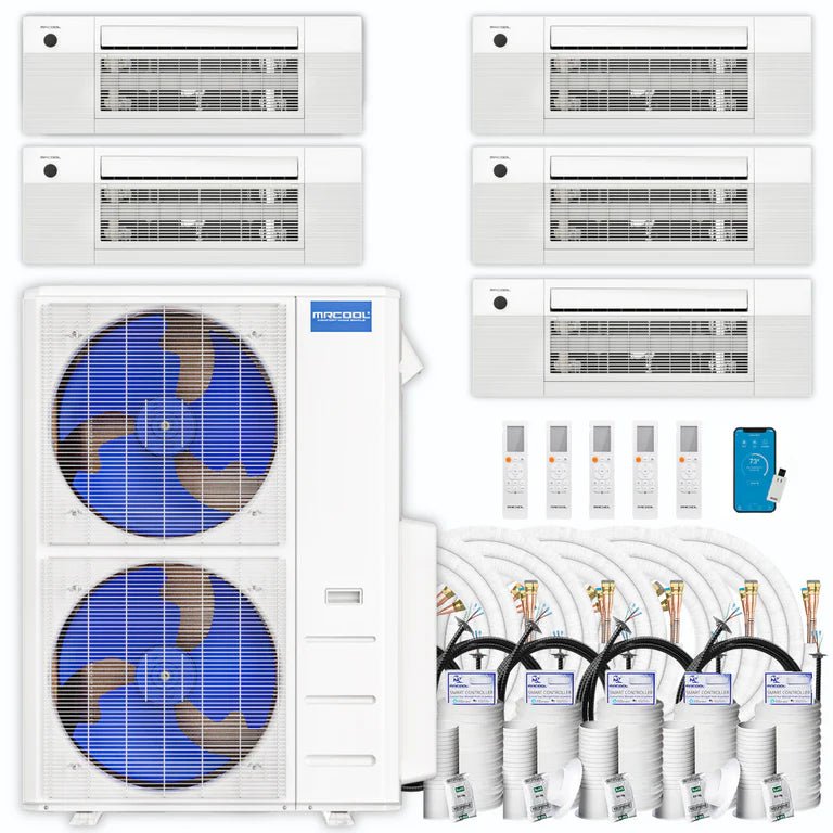 MRCOOL DIY 4th Gen 5-Zone 48,000 BTU 21 SEER (9K + 9K + 9K + 9K + 12K) Ductless Mini Split AC and Heat Pump with Ceiling Cassettes