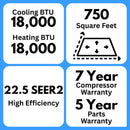 MRCOOL DIY 18K BTU 22.5 SEER2 5th Gen Ductless Mini Split Heat Pump System - 230V