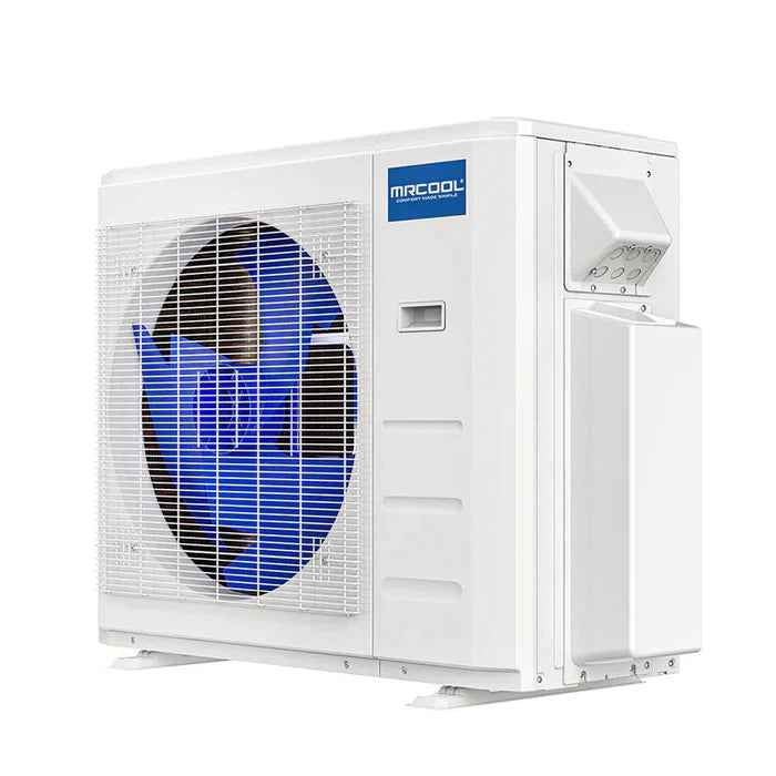 MRCOOL DIY Multi Zone 5th Gen 27K BTU Three Zone Ductless Mini Split with Ceiling Cassettes 6K + 6K + 6K Condenser Side View