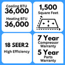 MRCOOL DIY 36K BTU 18 SEER2 5th Gen Ductless Mini Split Heat Pump System - 230V