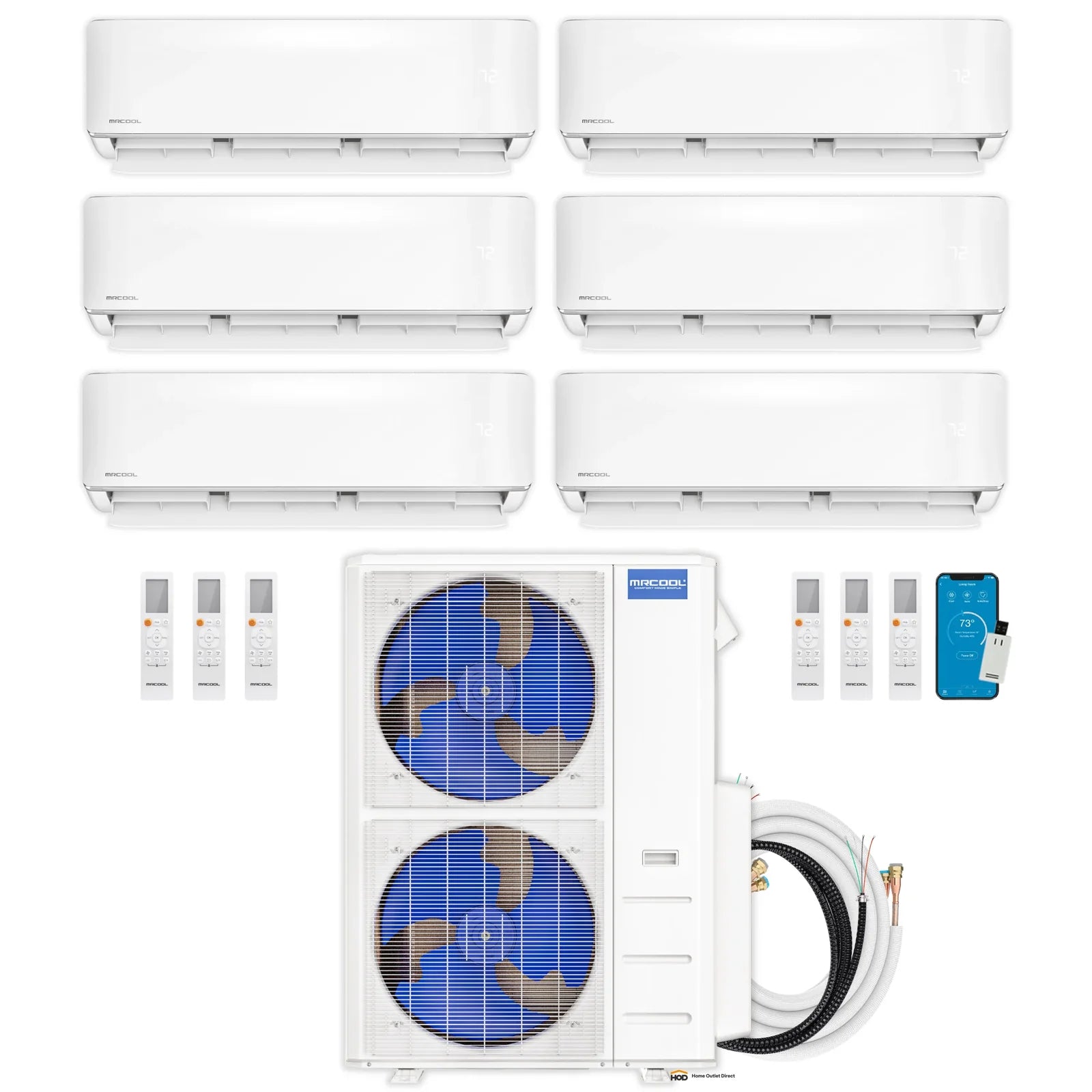 MRCOOL DIY 5th Gen Multi-Zone 6-Zone 55,000 BTU 21.5 SEER2 (12K + 12K + 12K + 12K + 12K + 12K) Ductless Mini-Split Air Conditioner and Heat Pump