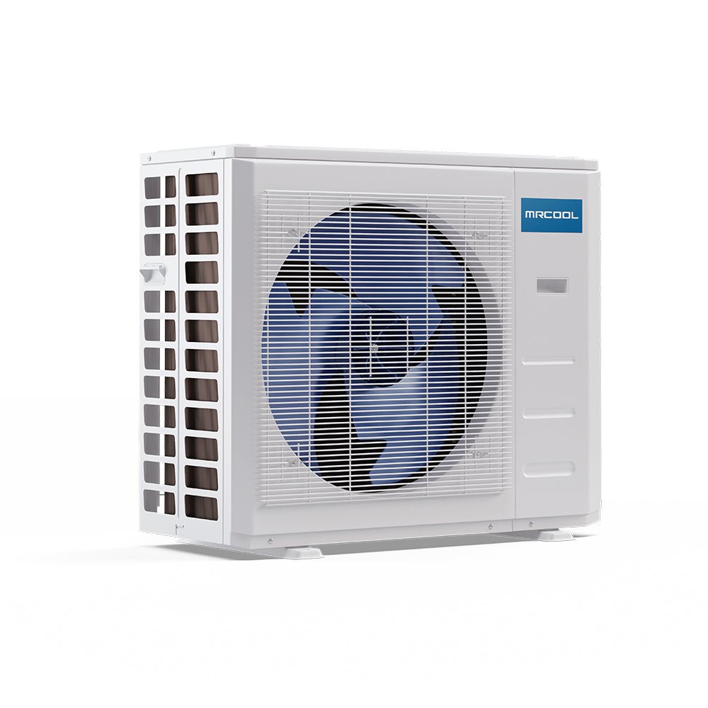 MRCOOL DIY 4th Gen Multi-Zone 3-Zone 27,000 BTU 22 SEER (9K + 9K + 12K) Ductless Mini-Split Air Conditioner and Heat Pump Condenser Angle View