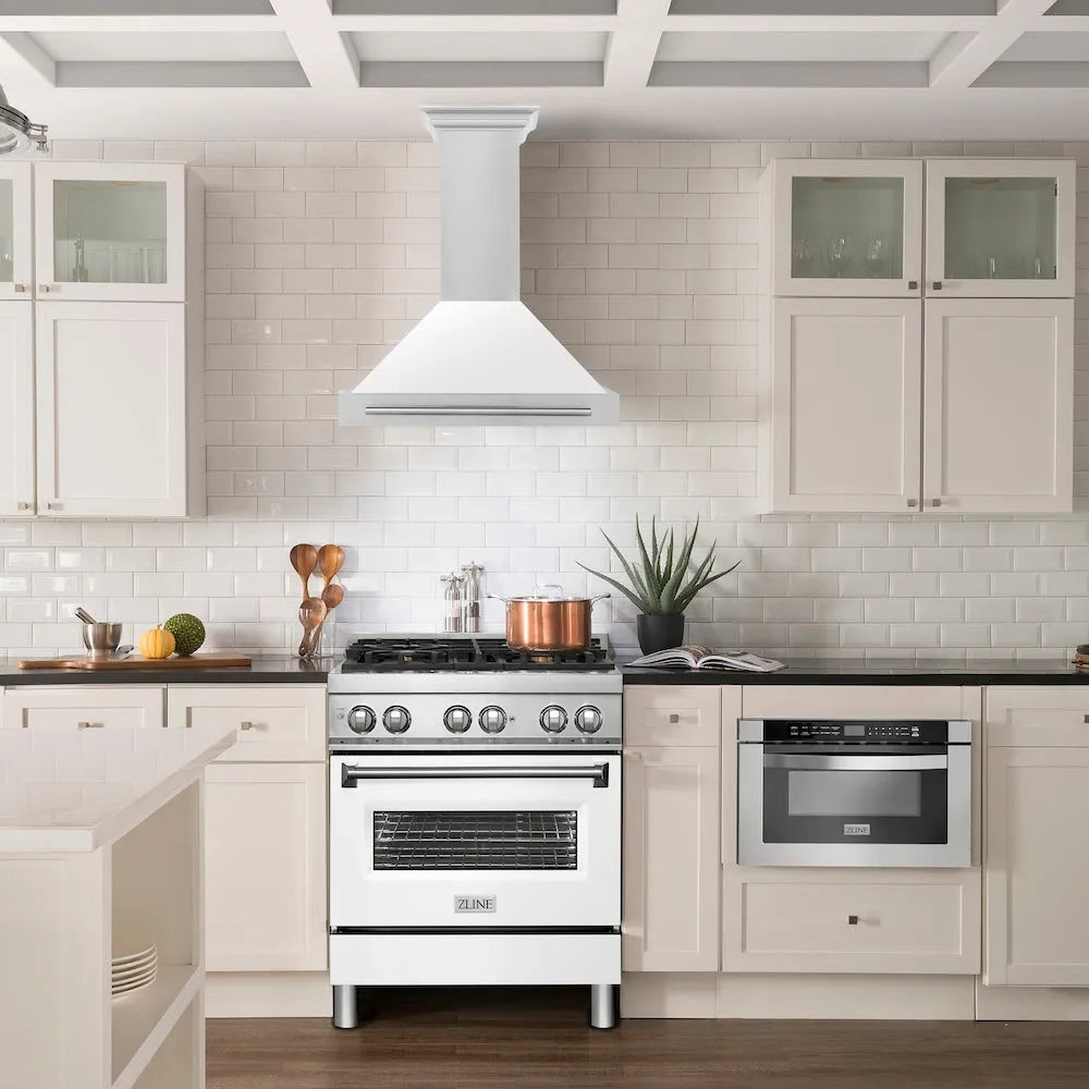 ZLINE 30-inch range hood in white matte KB4STX-WM-30, view 2
