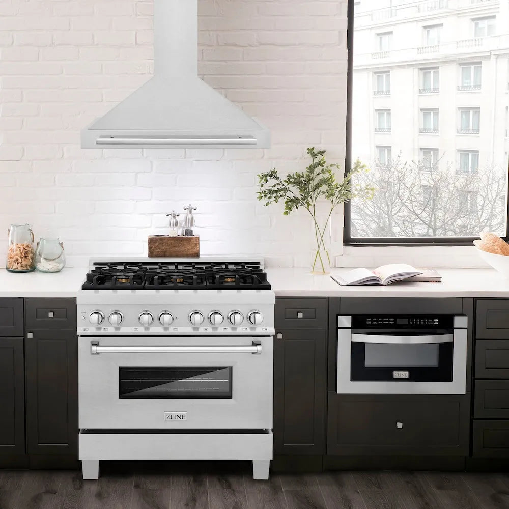 ZLINE 36-inch range hood in satin stainless steel KB4SNX-36, view 2