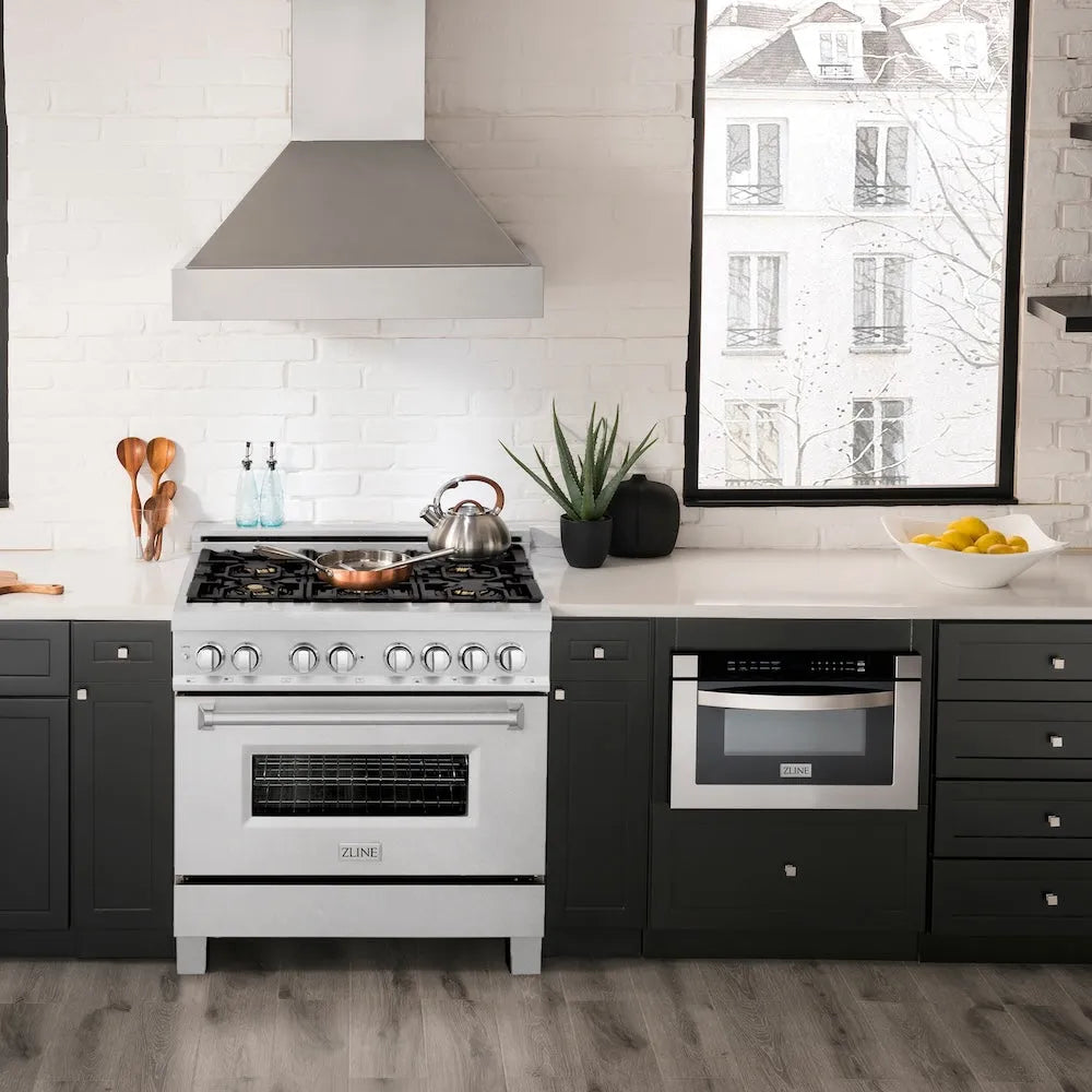 ZLINE Legacy 36-inch range in satin stainless steel RAS-SN-BR-36, view 2
