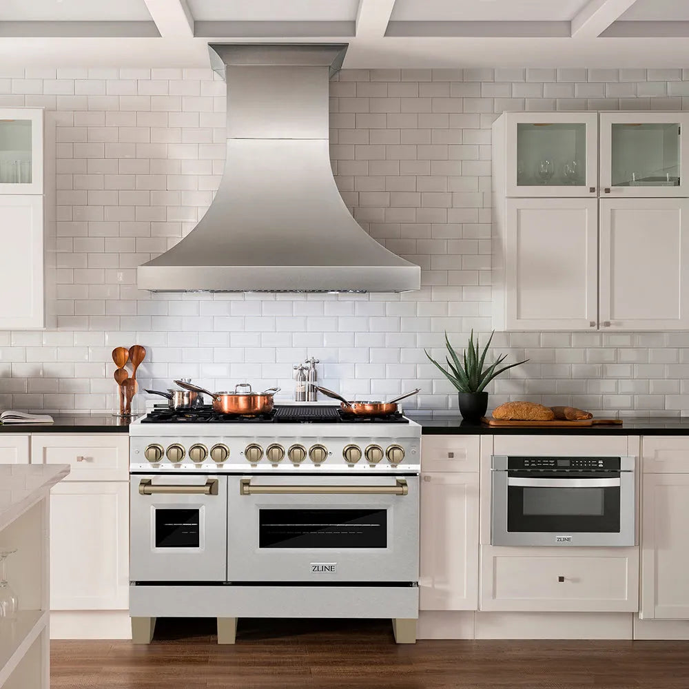 ZLINE Autograph Edition Legacy 48-inch range in satin stainless steel and champagne bronze accents RASZ-SN-48-CB, view 2