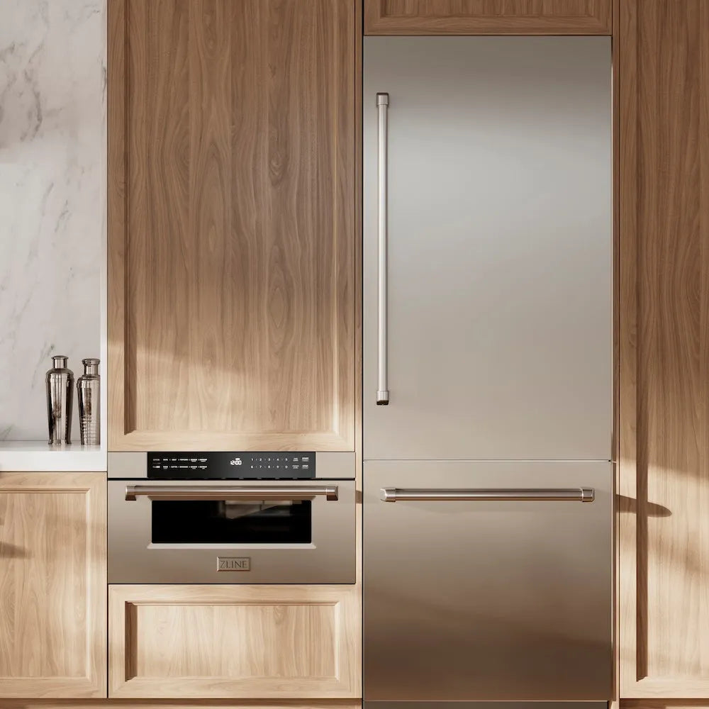 ZLINE 30-inch refrigerator in stainless steel with graphite gray interior GRBIV-304-30, front view