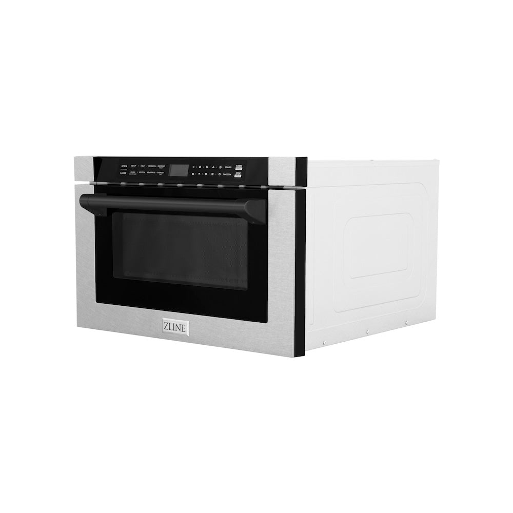 ZLINE Autograph Edition 24-inch microwave in satin stainless steel and matte black accents MWDZ-1-SS-H-MB, view 5