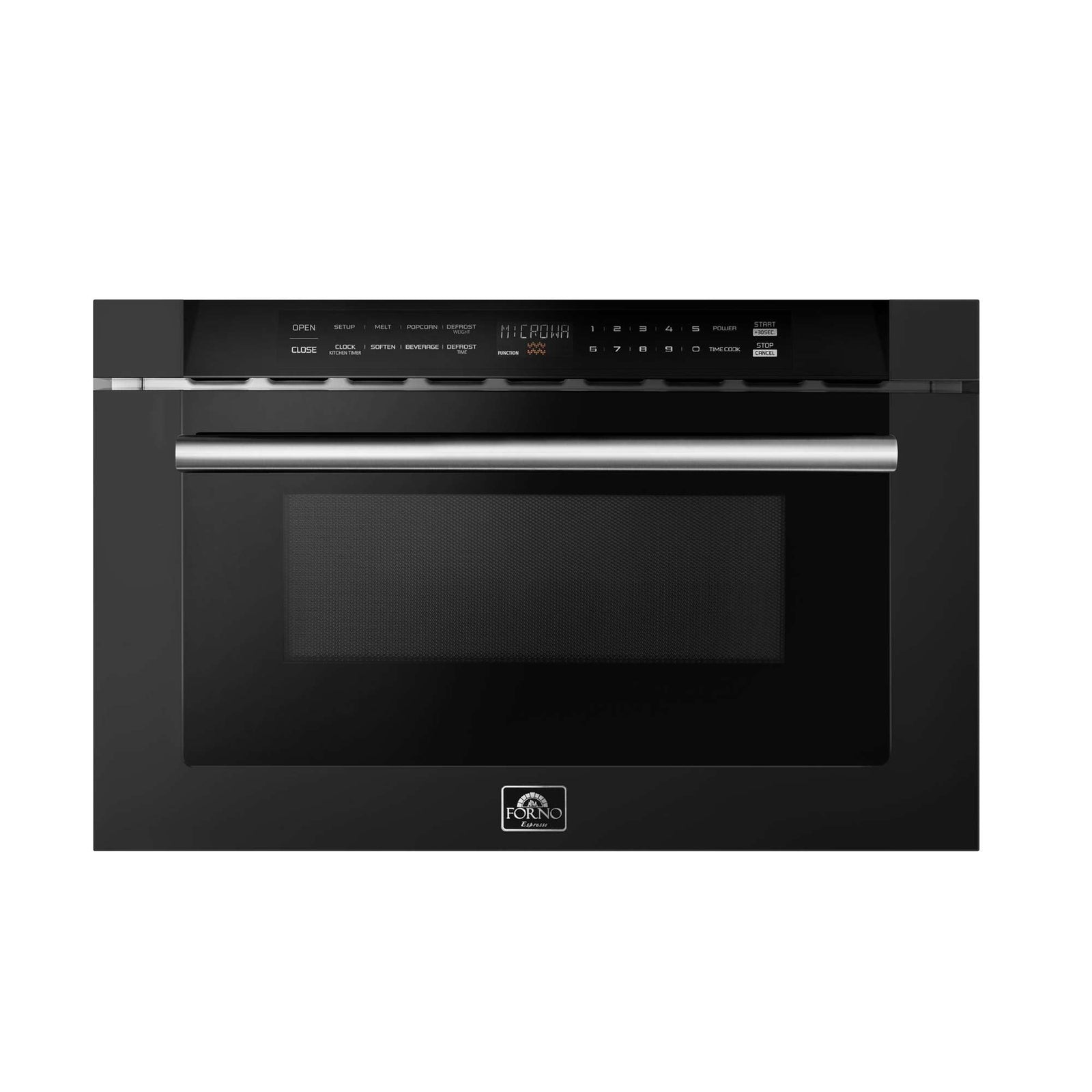 Forno Capoliveri Espresso 24-Inch Microwave Drawer, Black, 1.2 cu.ft, 900 Watts, Built-In, Touch Control LCD Display, Auto-Touch Open/Close, 11 Power Levels, Sensor Cooking - FMWDR3000-24BLK