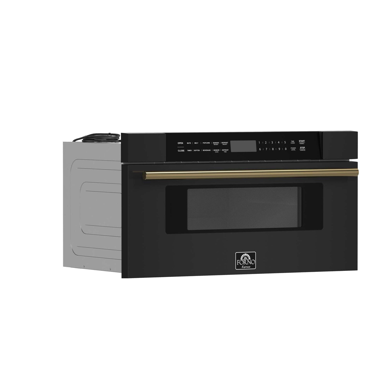 Forno Capoliveri Espresso 30-Inch Microwave Drawer, Black, 1.2 cu.ft, 900 Watts, Built-In, Touch Control LCD Display, Auto-Touch Open/Close, 11 Power Levels, Sensor Cooking - FMWDR3000-30BLK