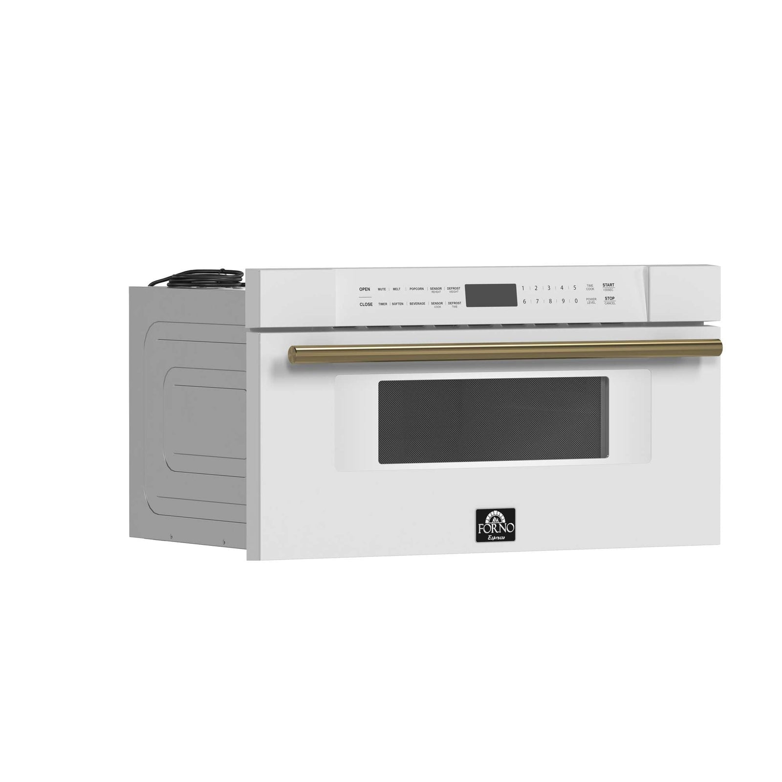 Forno Capoliveri Espresso 30-Inch Microwave Drawer, White, 1.2 cu.ft, 900 Watts, Built-In, Touch Control LCD Display, Auto-Touch Open/Close, 11 Power Levels, Sensor Cooking - FMWDR3000-30WHT
