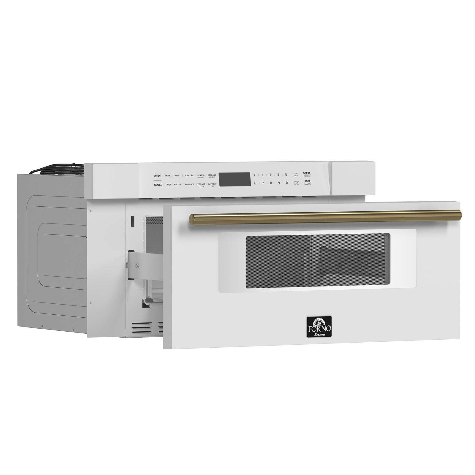 Forno Capoliveri Espresso 30-Inch Microwave Drawer, White, 1.2 cu.ft, 900 Watts, Built-In, Touch Control LCD Display, Auto-Touch Open/Close, 11 Power Levels, Sensor Cooking - FMWDR3000-30WHT