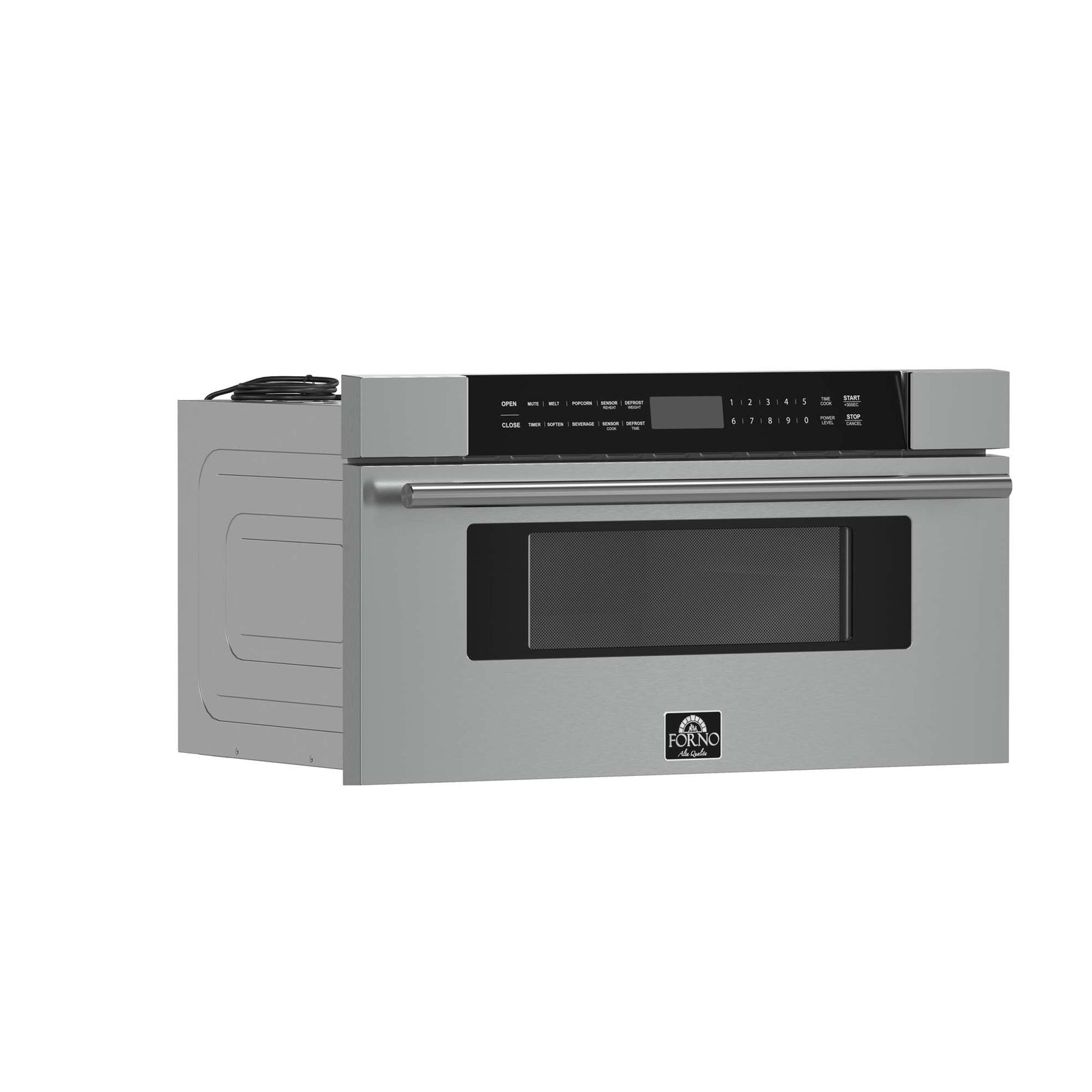 Forno Capoliveri 30-Inch Microwave Drawer, Stainless Steel, 1.2 cu.ft, 900 Watts, Built-In, Touch Control LCD Display, Auto-Touch Open/Close, 11 Power Levels, Sensor Cooking - FMWDR3000-30