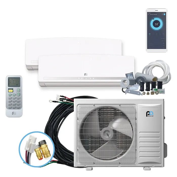 Perfect Aire DIY 18,000 BTU 22 SEER Dual Zone Heat Pump System 9K 12