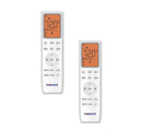 Two Pioneer air conditioner remote controls on a white background