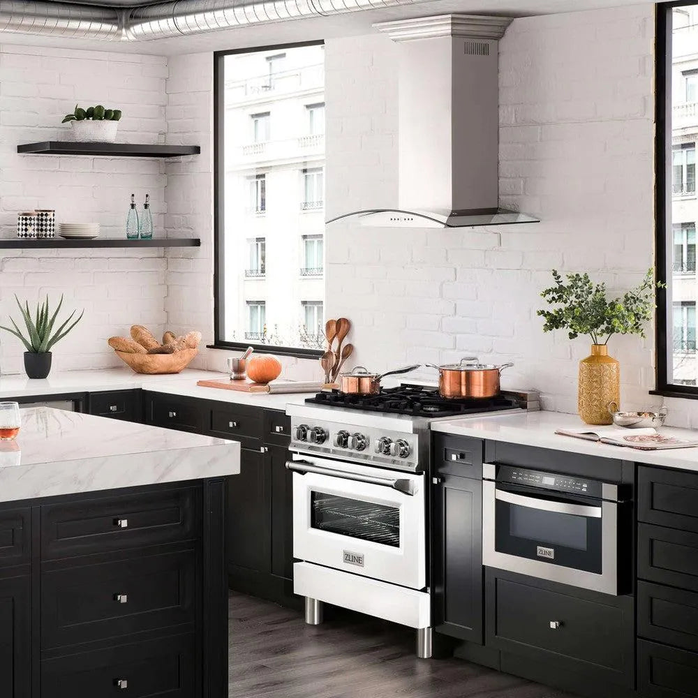 ZLINE Legacy 30-inch range in stainless steel with white matte door RA-WM-30, view 2