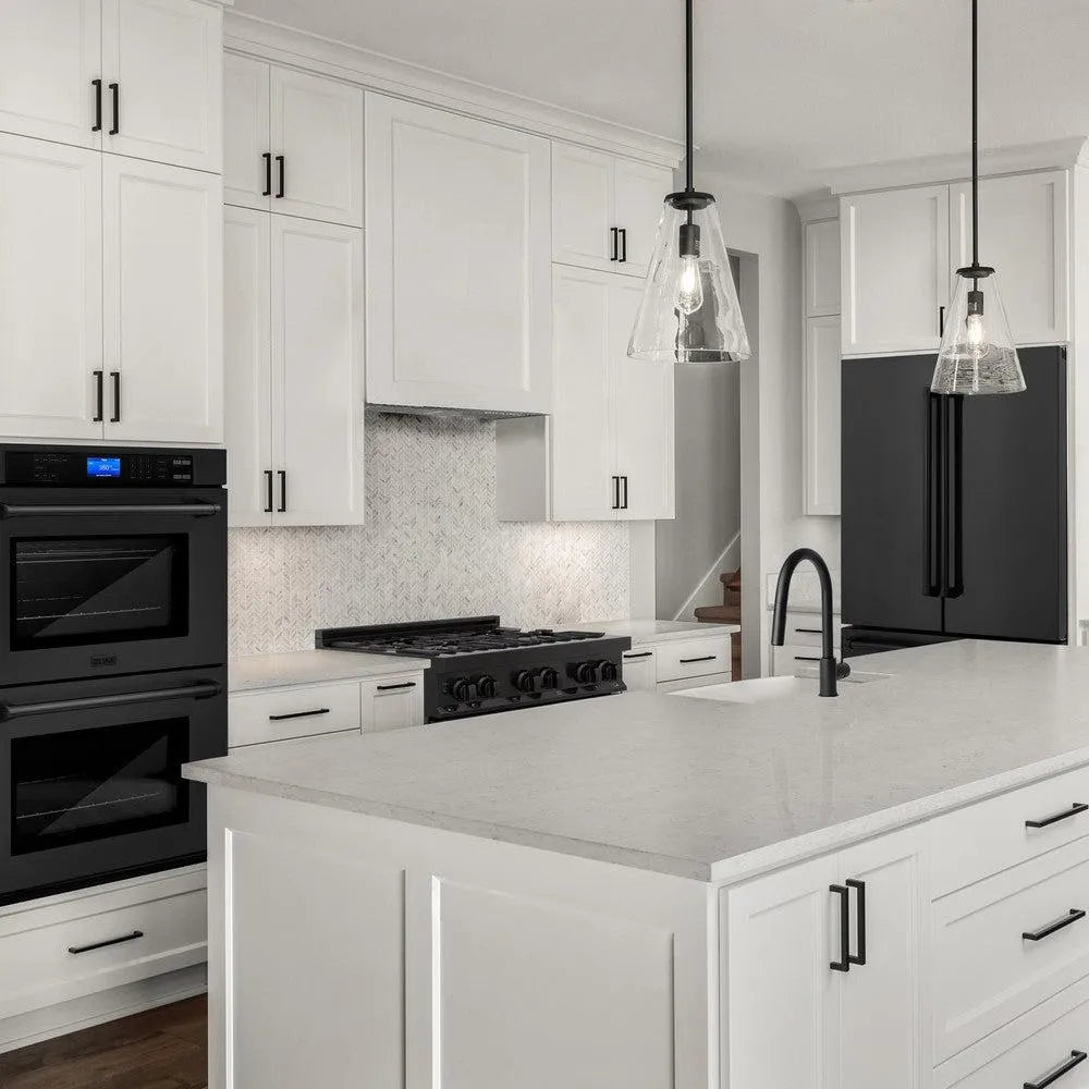 ZLINE 36-inch kitchen package 5KPR-RABRH36-MWDWV installed in a kitchen