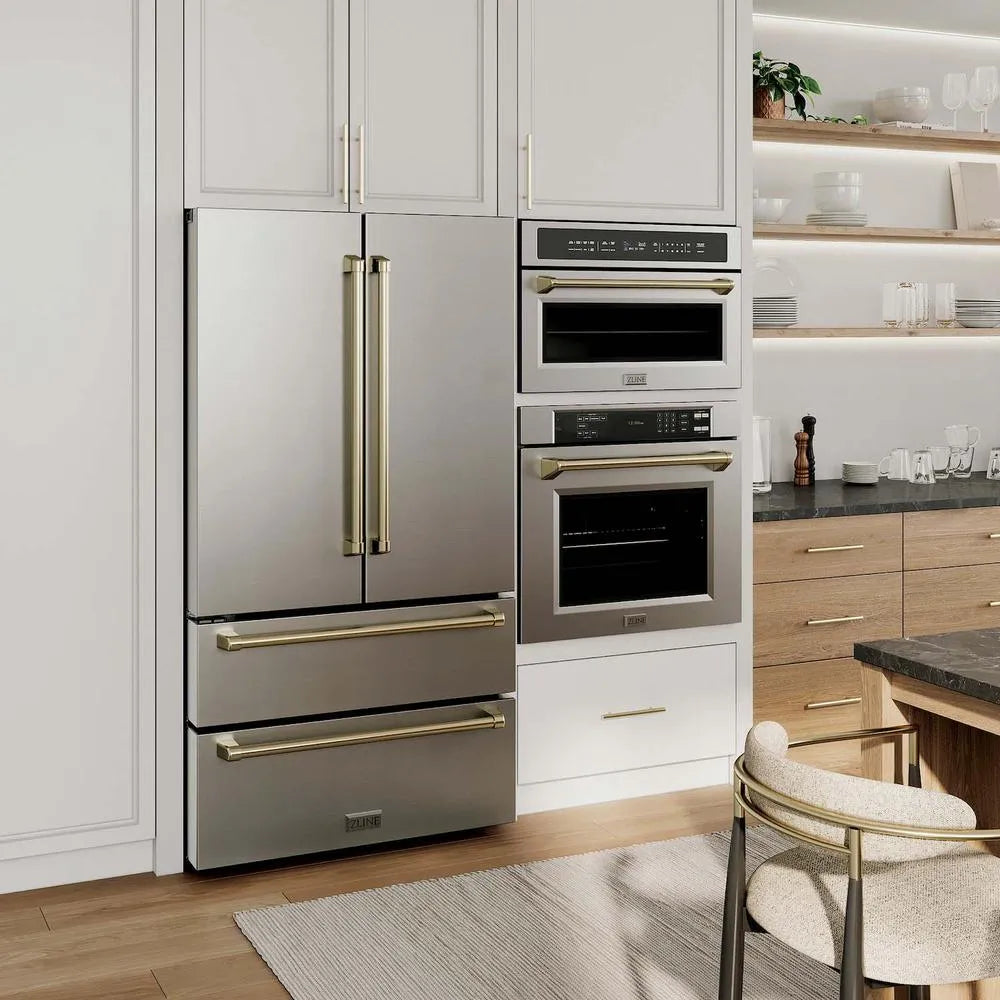 ZLINE Autograph Edition 30-inch microwave in stainless steel and polished gold accents MWOZ-30-G, view 2