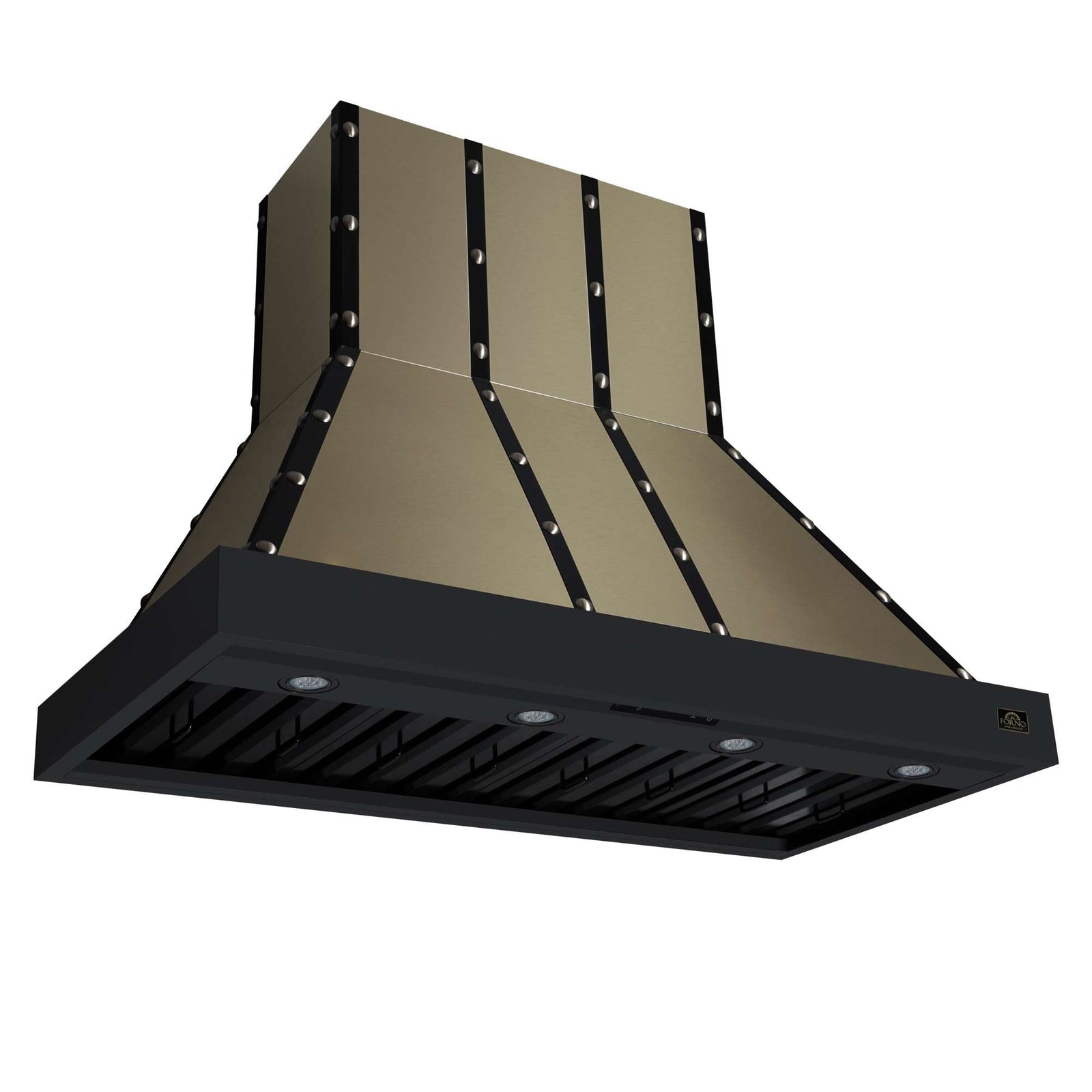 Forno Ambassador 48" Range Hood in Black with 304 CFM, 3 speeds, Dishwasher safe Baffle filters, LED Lights and Remote Control - FRHWM5099-48CPBLK