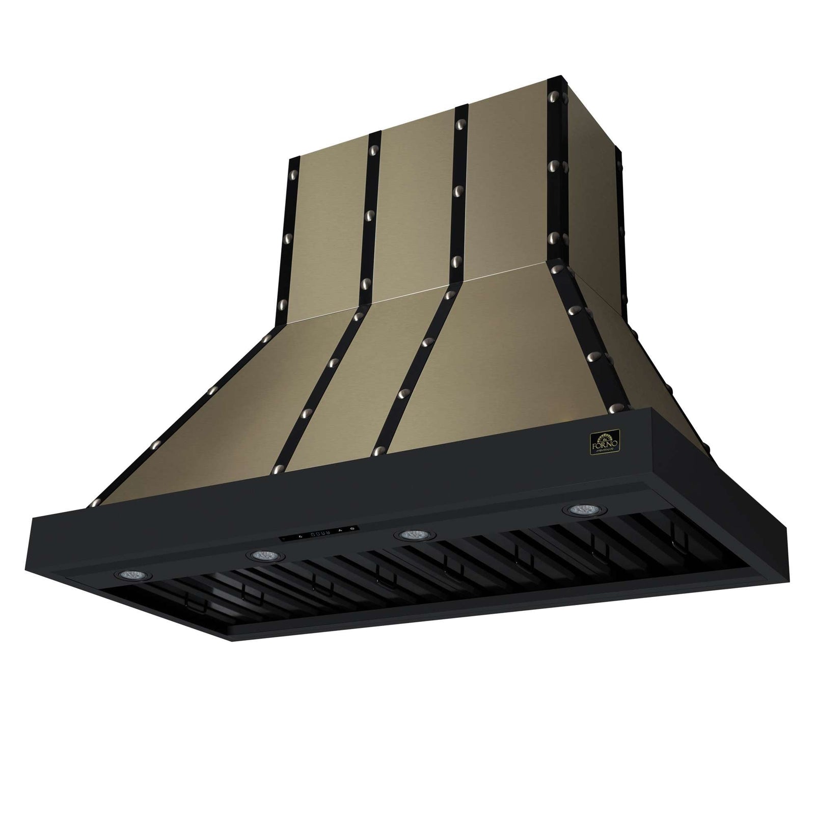 Forno Ambassador 48" Range Hood in Black with 304 CFM, 3 speeds, Dishwasher safe Baffle filters, LED Lights and Remote Control - FRHWM5099-48CPBLK