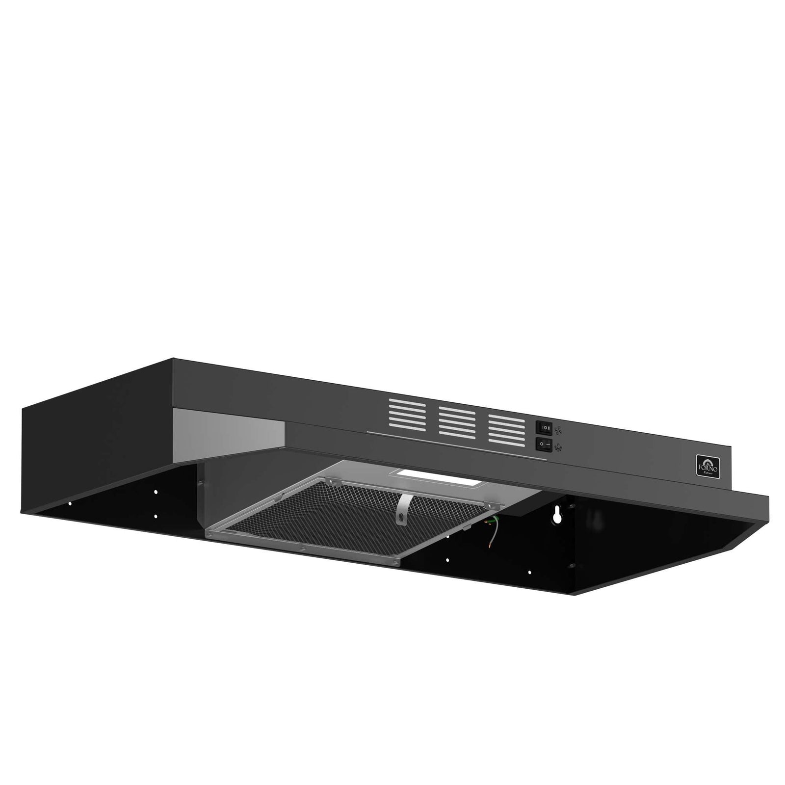 Forno Cappa 30-Inch Under Cabinet Range Hood, Black, 200 CFM, Convertible, LED Lighting - FRHUC5200-30BLK