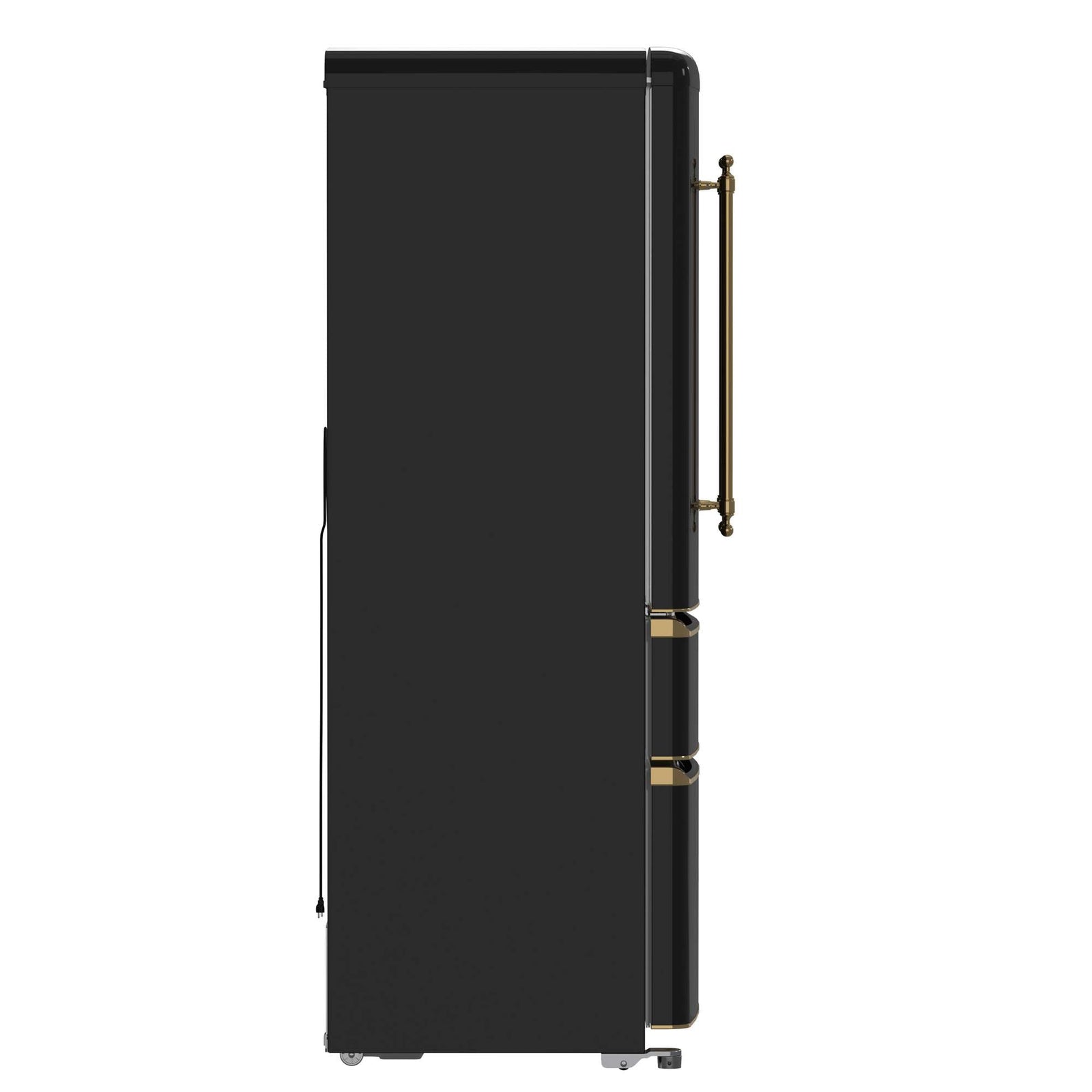 Forno Luigi 33-Inch French Door Refrigerator, 18 cu.ft, Black Finish, Antique Brass Handles, ENERGY STAR Certified - FFFFD1791-33BLK