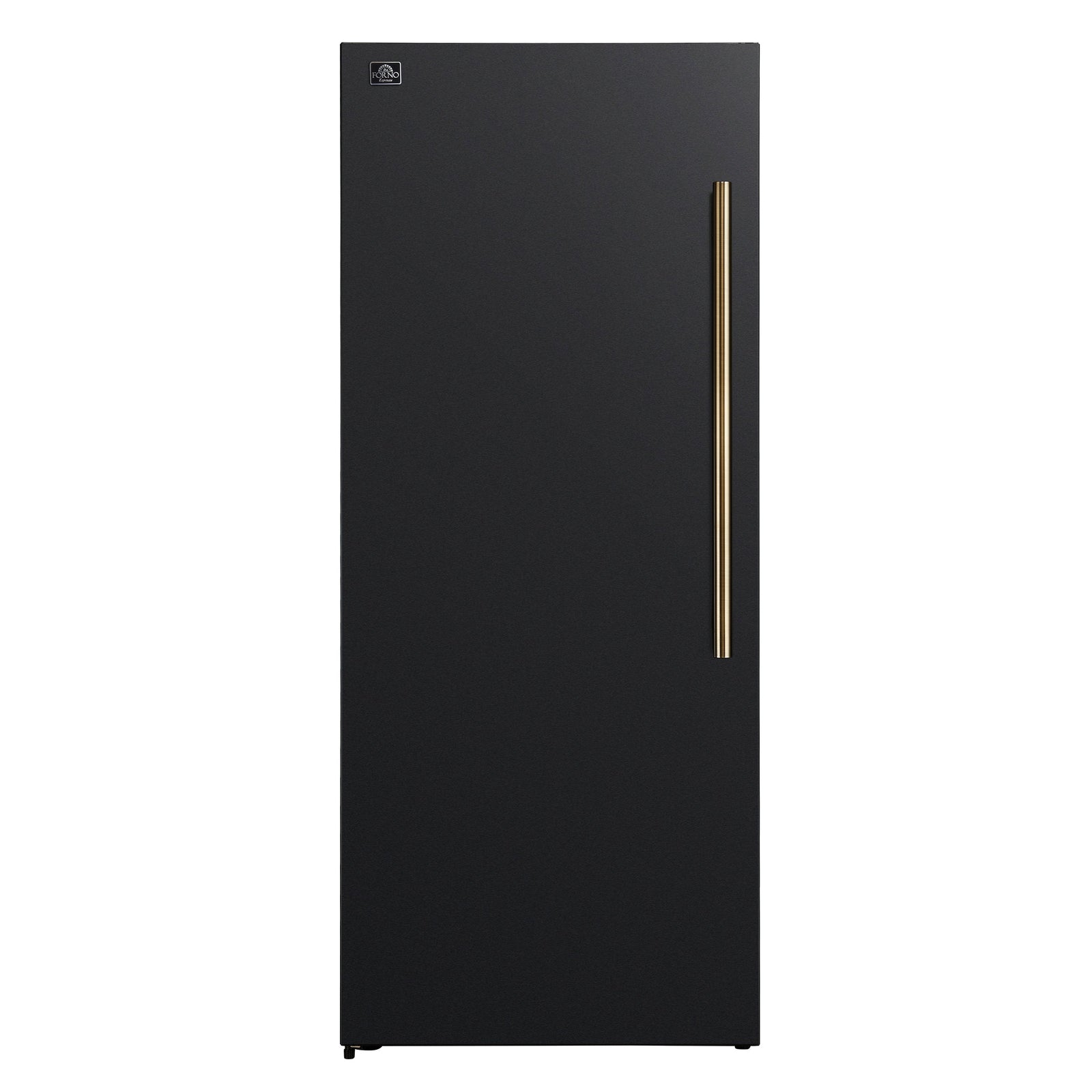 Forno Maderno 28-Inch Convertible Upright Freezer/Refrigerator in Black with Antique Brass Handle, 13.6 cu.ft., Left Swing - FFFFD1722-28BLK-LS