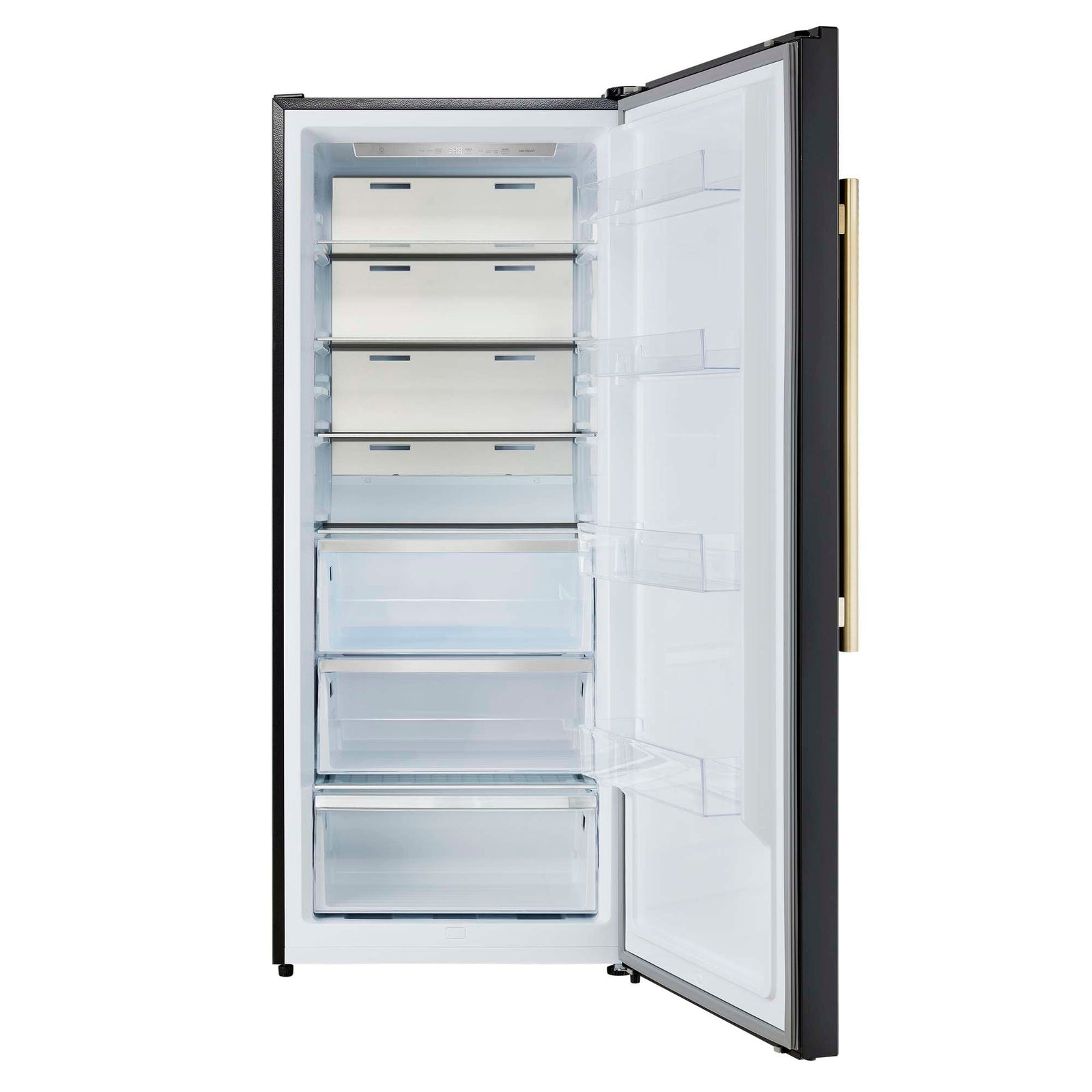 Forno Maderno 28-Inch Convertible Freezer/Refrigerator in Black with Antique Brass Handle, 13.6 cu.ft. Right Swing - FFFFD1722-28BLK-RS