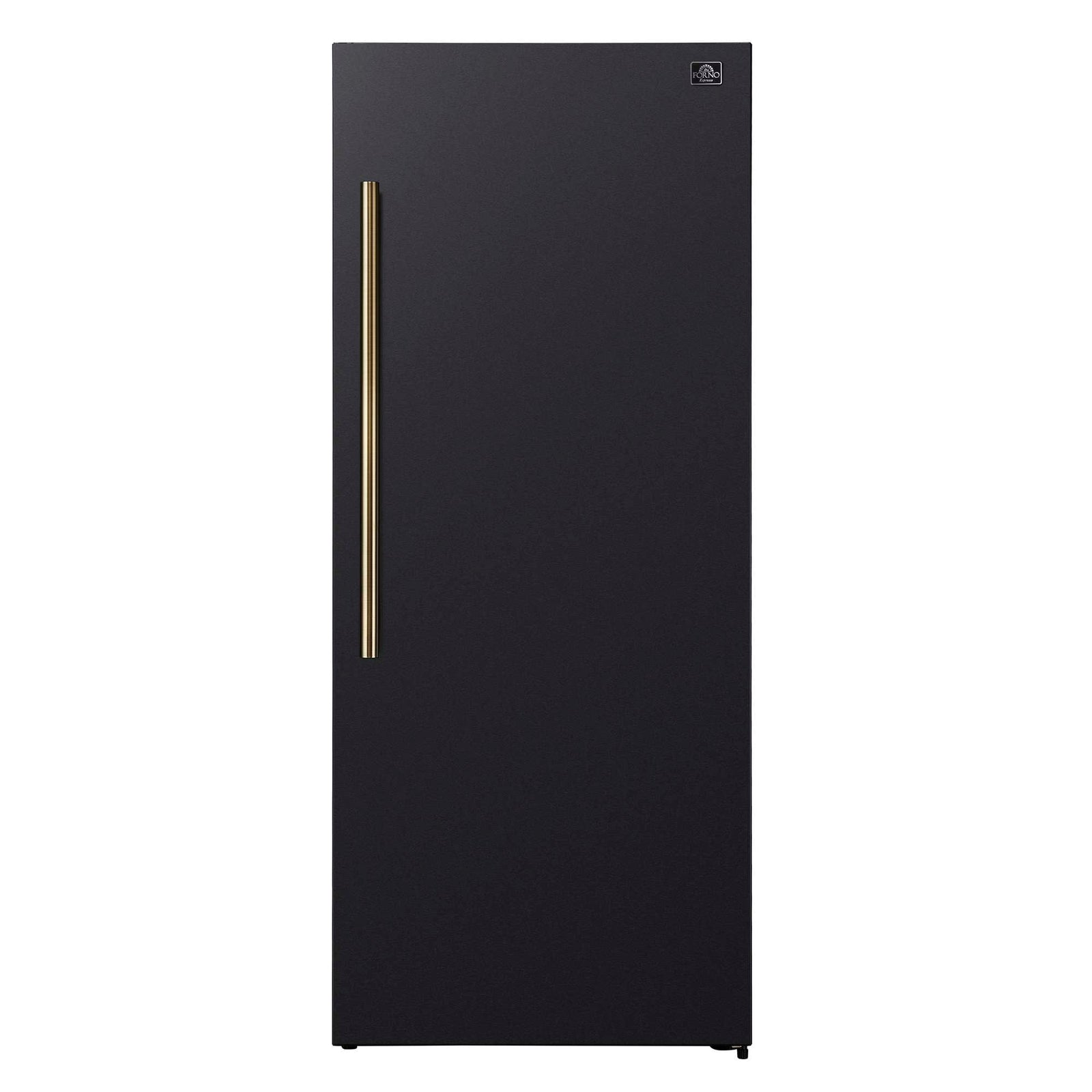 Forno Maderno 28-Inch Convertible Freezer/Refrigerator in Black with Antique Brass Handle, 13.6 cu.ft. Right Swing - FFFFD1722-28BLK-RS