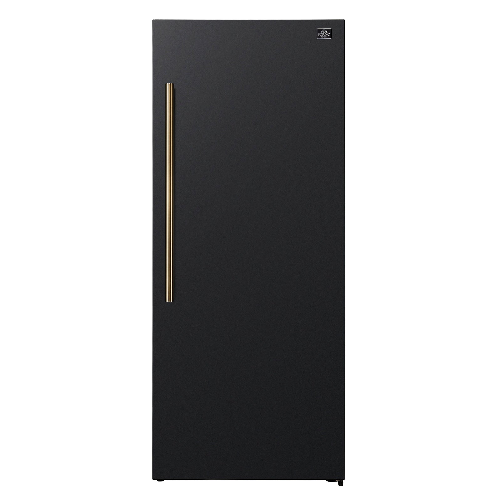 Forno Maderno 28-Inch Convertible Freezer/Refrigerator in Black with Antique Brass Handle, 13.6 cu.ft. Right Swing - FFFFD1722-28BLK-RS
