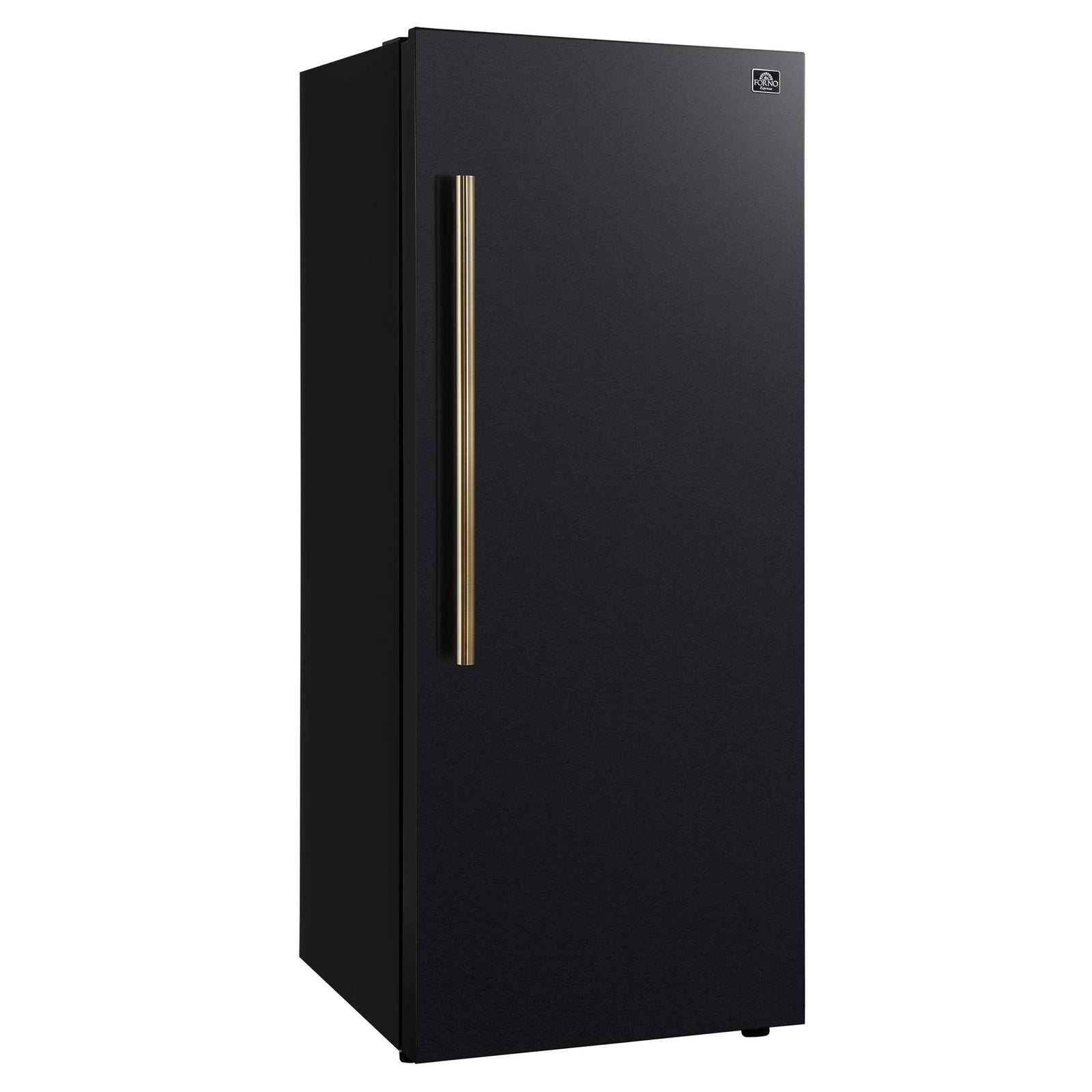 Forno Maderno 28-Inch Convertible Freezer/Refrigerator in Black with Antique Brass Handle, 13.6 cu.ft. Right Swing - FFFFD1722-28BLK-RS