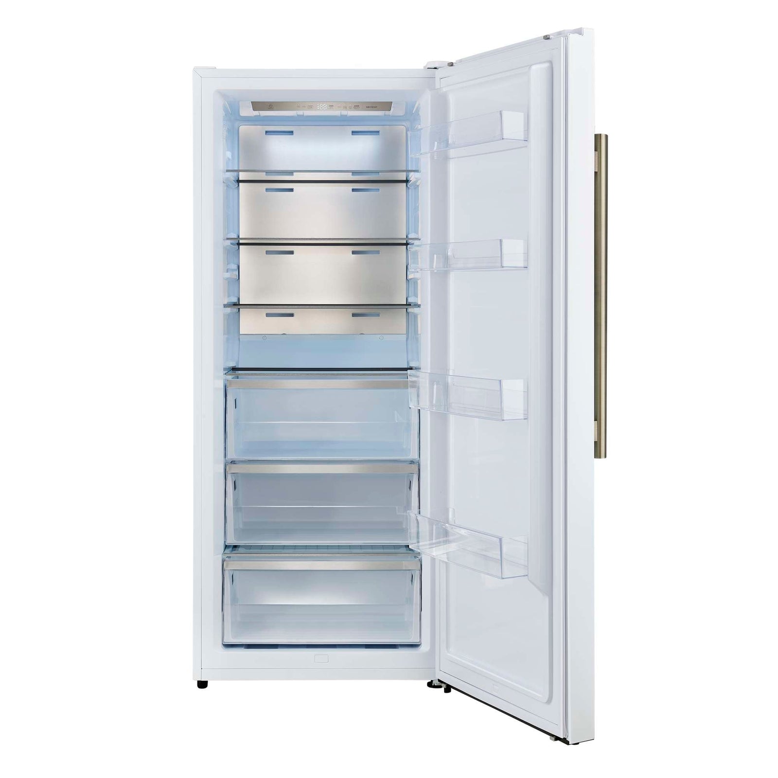 Forno Maderno 28-Inch Convertible Freezer/Refrigerator in White with Antique Brass Handle, 13.6 cu.ft. Right Swing - FFFFD1722-28WHT-RS
