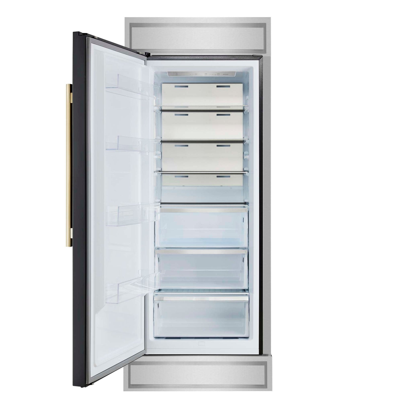 Forno Maderno 28-Inch Built-In Convertible Refrigerator in Black with Antique Brass, 13.6 cu.ft, Left Swing, Decorative Grill, ENERGY STAR Certified - FFFFD1722-32LMG-BLK
