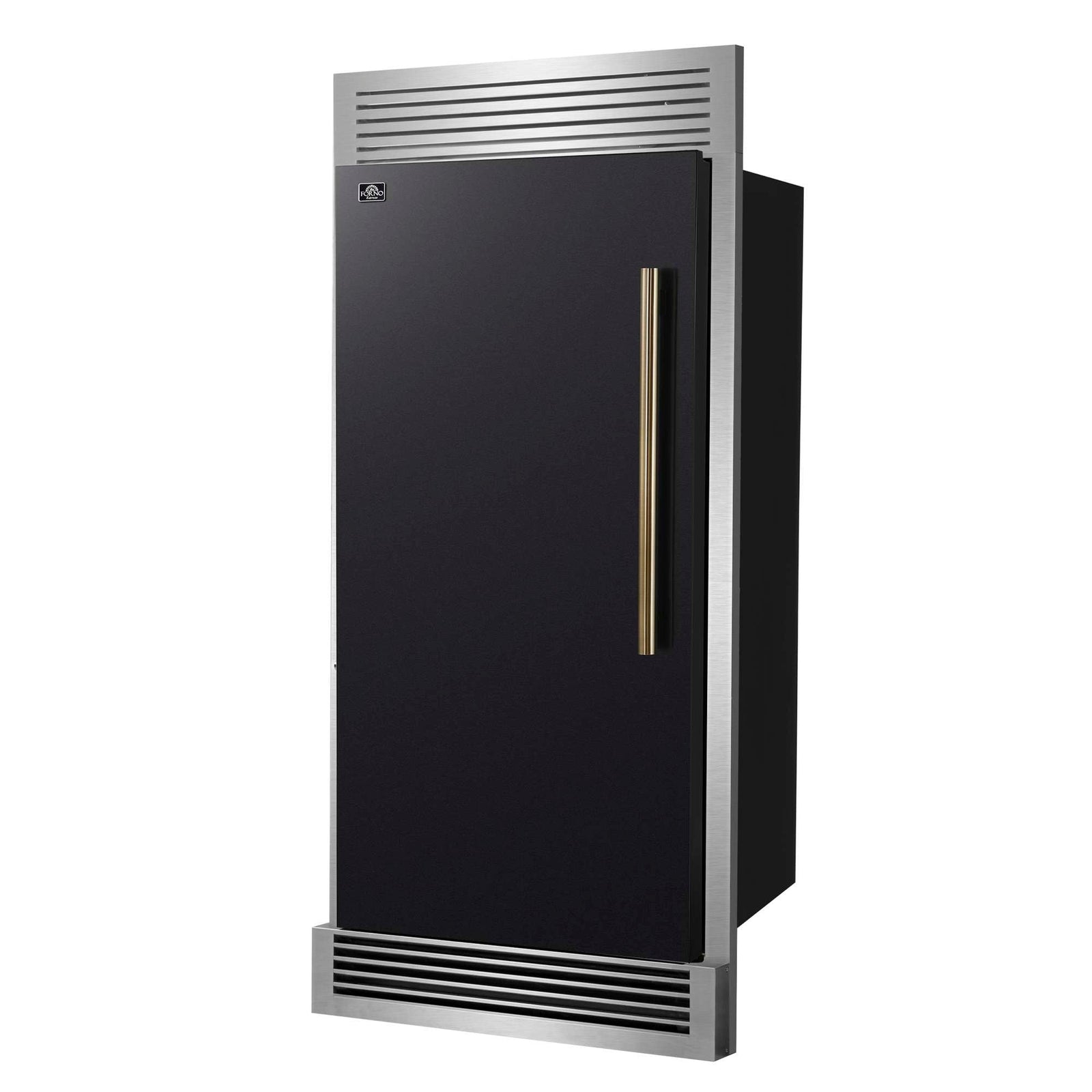 Forno Maderno 28" Built-In Convertible Refrigerator in Black, 13.6 cu.ft. Left Swing with Decorative Grill - 32" Wide - FFFFD1722-32LSG-BLK