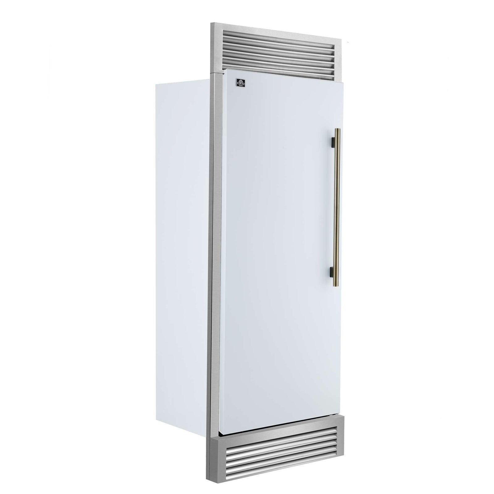Forno Maderno 28" Built-In Convertible Refrigerator in White, 13.6 cu.ft. Left Swing with Decorative Grill - 32" Wide - FFFFD1722-32LSG-WHT