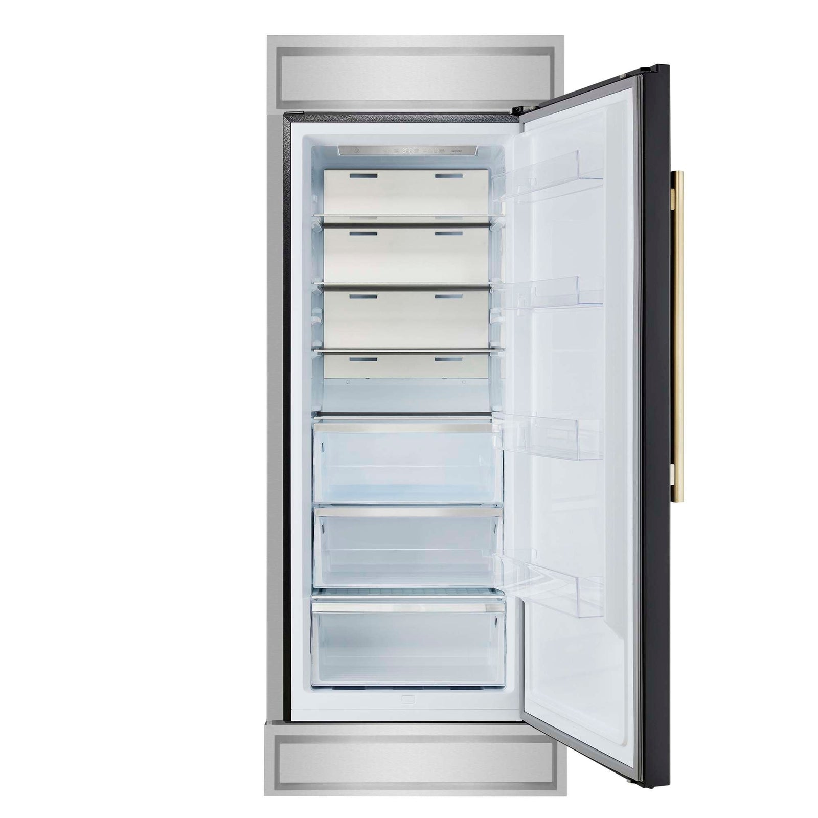 Forno Maderno 28-Inch Built-In Convertible Refrigerator in Black with Antique Brass Handle, 13.6 cu.ft. Right Swing with Decorative Grill - 32-Inch Wide - FFFFD1722-32RMG-BLK