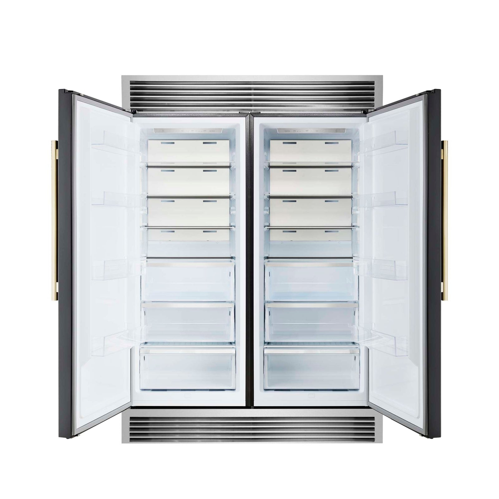 Forno Maderno 2-28-Inch Wide Convertible Refrigerator/Freezer in Black, Decorative Trim Grill, 27.2 cu.ft, 84-Inch High, ENERGY STAR Certified - FFFFD1722-60SG-BLK