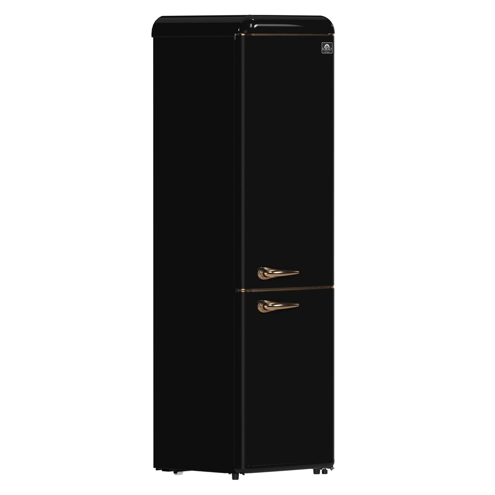 Forno Storico 22-Inch Retro bottom freezer Fridge in Black, 9 cu.ft, copper-tone handle - FFFFD1745-22BLK